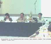 The president of the Indonesian       National Library, Dady Rahmanta, middle, first workshop, Jakarta, 21 April 2003.